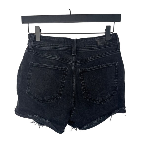 Hollister 26 Black Ripped High Rise Curvy Jean Shorts Raw Hem Distressed - Picture 2 of 14